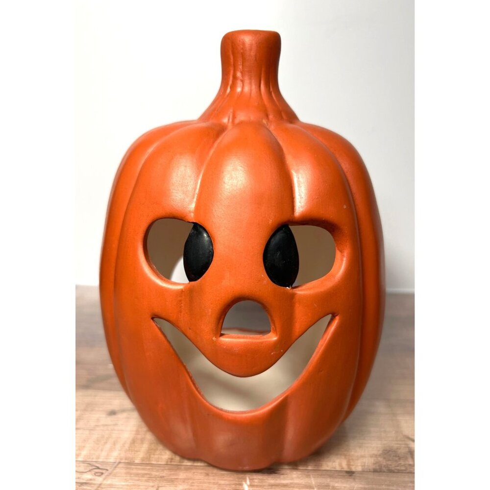 Ceramic Jack-O-Lantern Candle Holder Halloween Decor